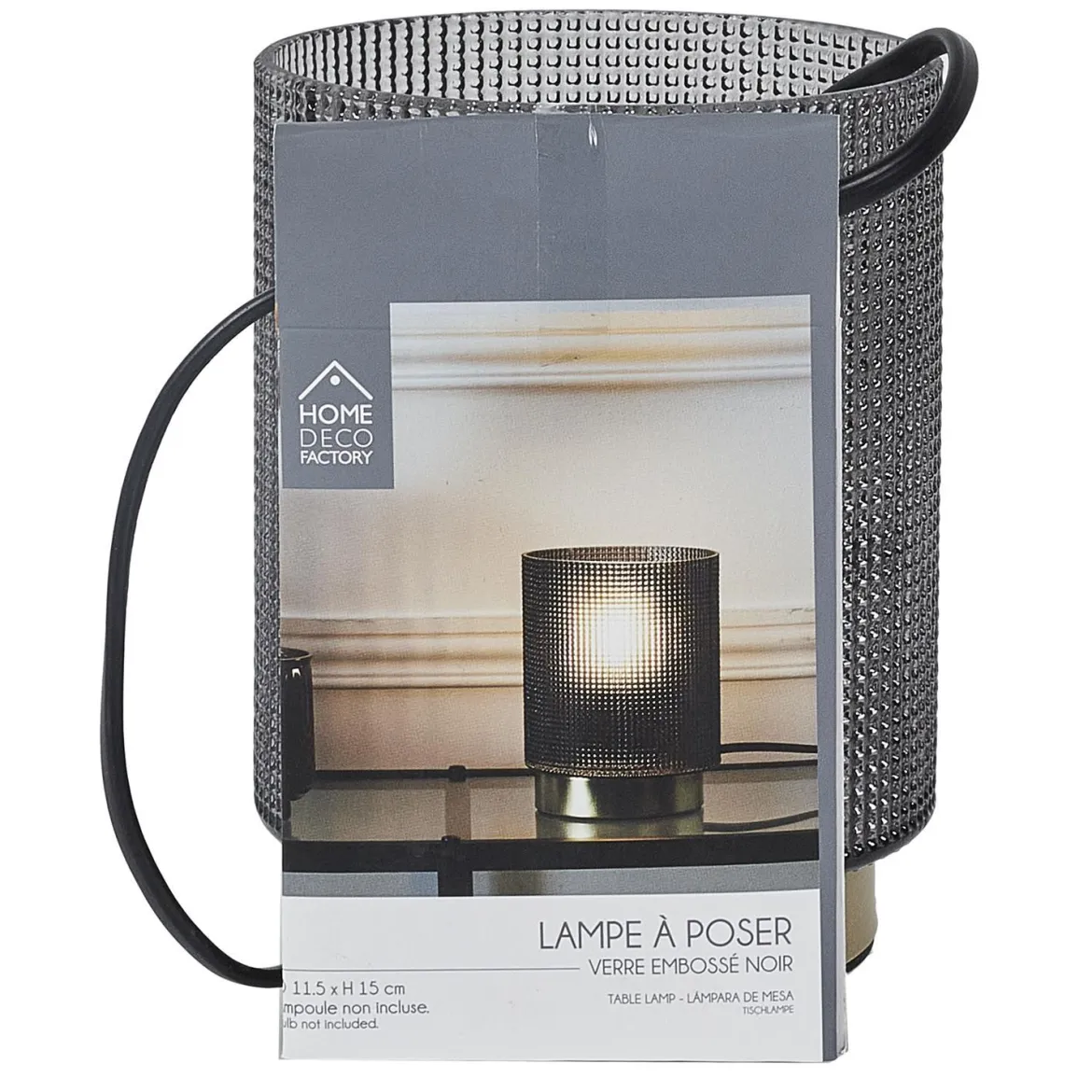 LAMPE A POSER VERRE EMBOSSE NOIR