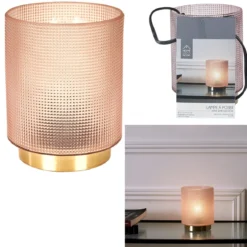 LAMPE A POSER VERRE EMBOSSE ROSE