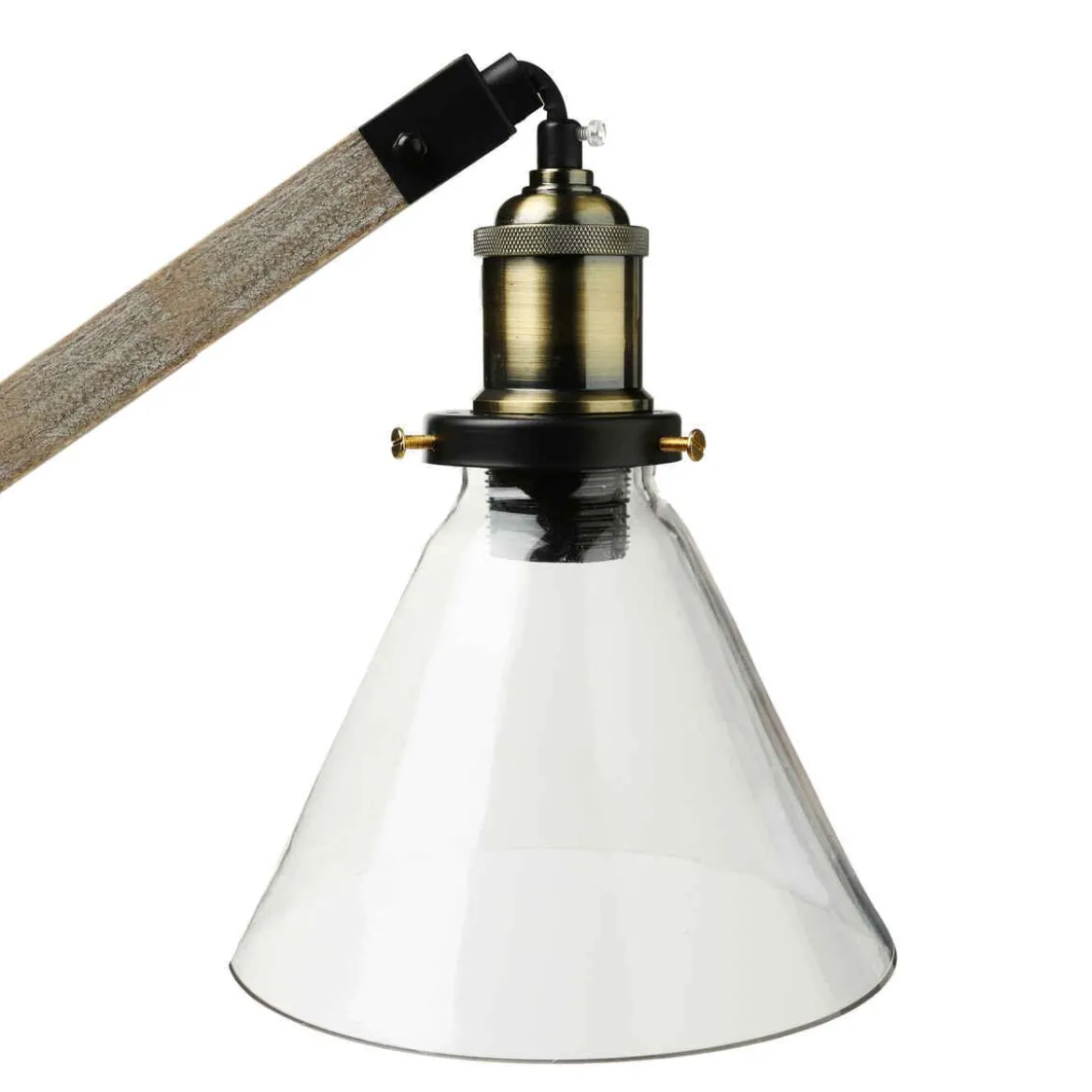 LAMPE ARC METAL ET BOIS ALAK MARRON H.59CM