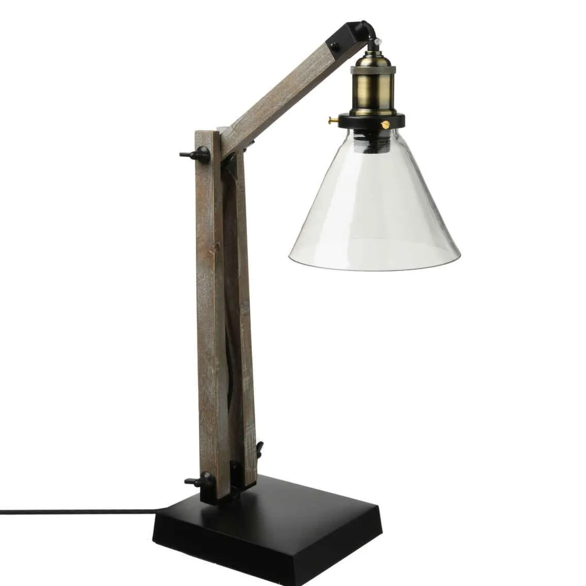 LAMPE ARC METAL ET BOIS ALAK MARRON H.59CM