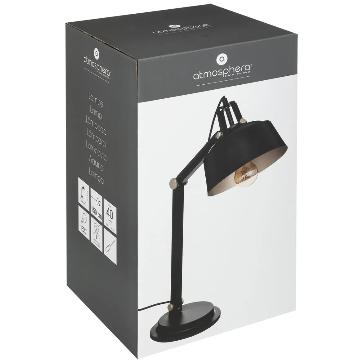 LAMPE ARC SOUL NOIR H.55.8CM