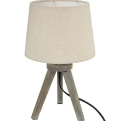 LAMPE BOIS MINI TREPIED LIN H.31CM