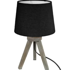 LAMPE BOIS MINI TREPIED NOIR H.31CM