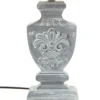 LAMPE BOIS PATINE GRIS H.53.5CM