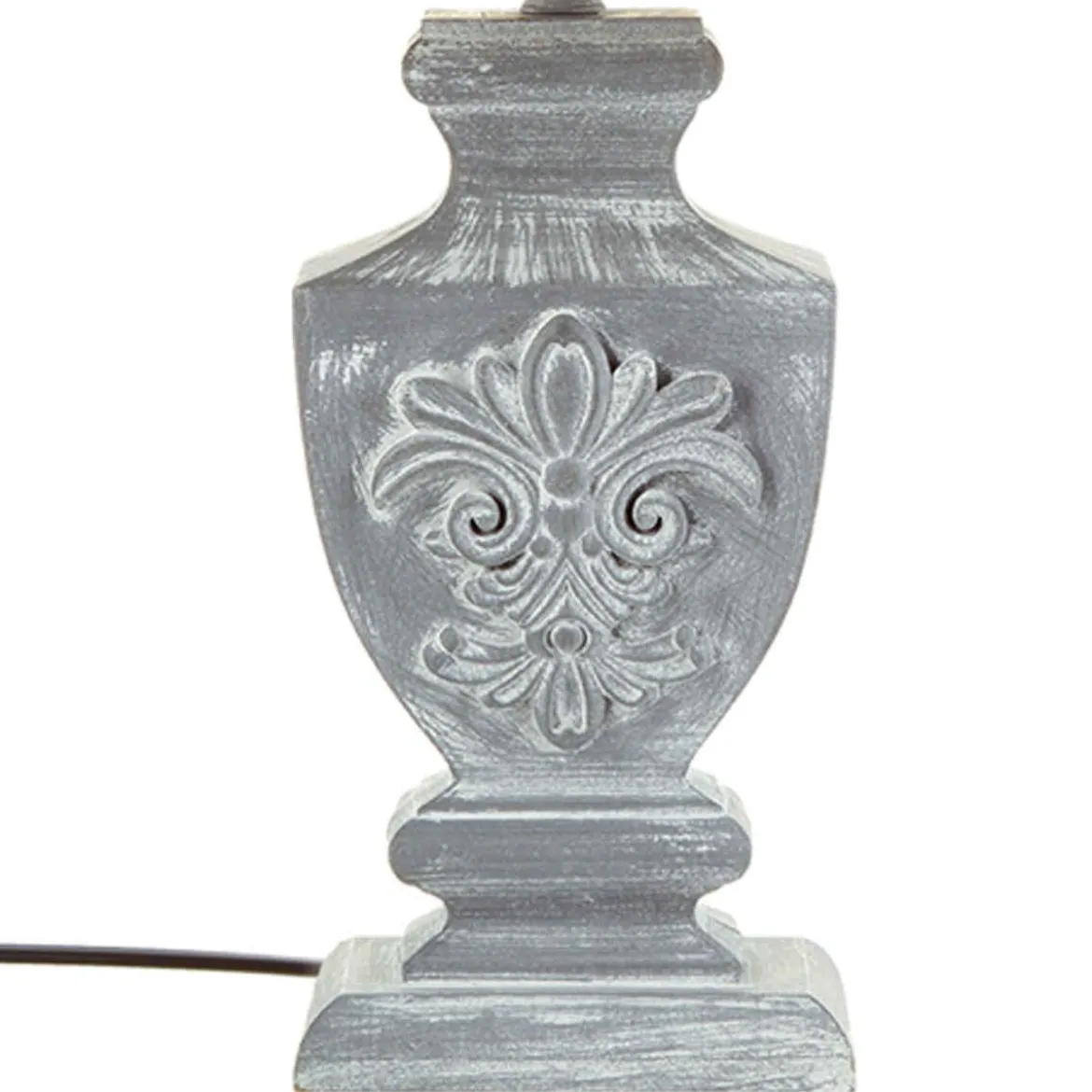 LAMPE BOIS PATINE GRIS H.53.5CM