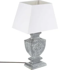 LAMPE BOIS PATINE GRIS H.53.5CM