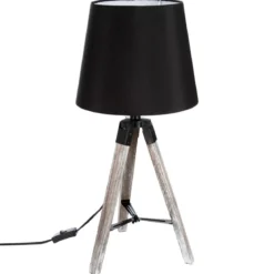LAMPE BOIS TREPIED RUNO NOIR H.58CM