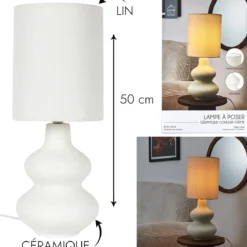 LAMPE CERAMIQUE CREME H.50CM