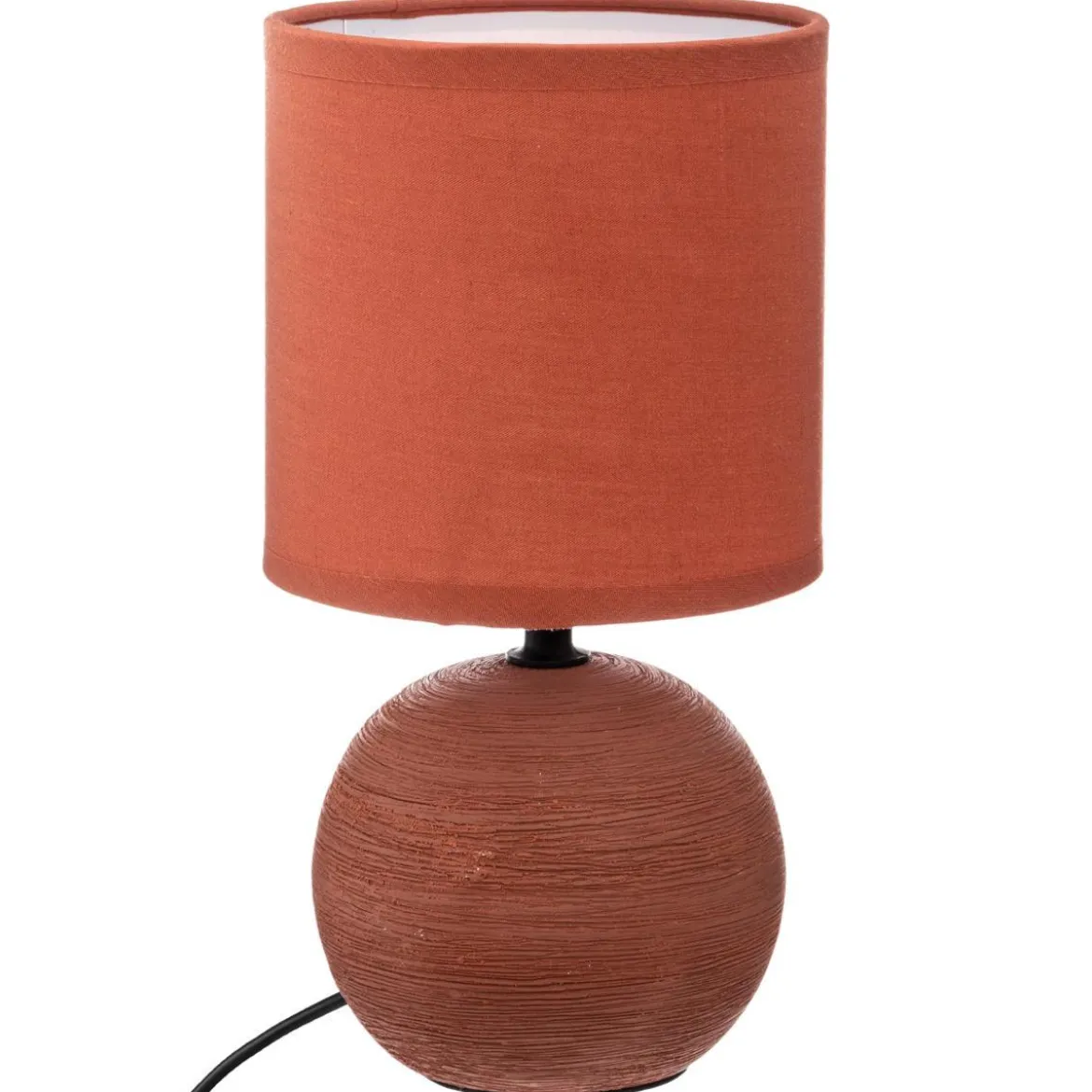LAMPE CERAMIQUE STRIE BOULE TERRACOTTA H.25CM