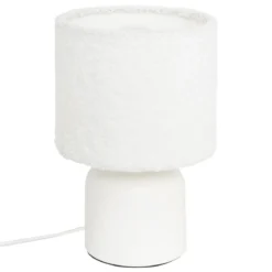 LAMPE CYLINDRE BONA BOUCLETTE BLANC H.22CM