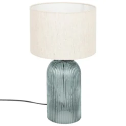 LAMPE CYLINDRE MATI VERRE BLEU H.42CM