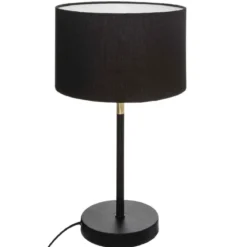 LAMPE DROITE JULE NOIR DORE H.42CM