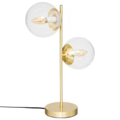 LAMPE DROITE VERRE COL DORE H.50CM