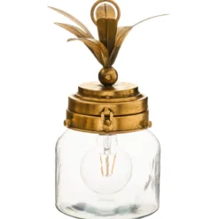 LAMPE LED ANANAS VERRE DORE H.33CM