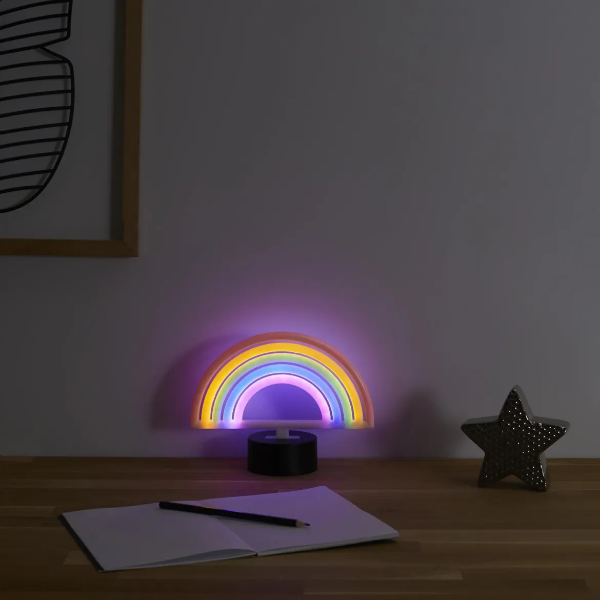 LAMPE LED EFFET NEON ARC EN CIEL PILES
