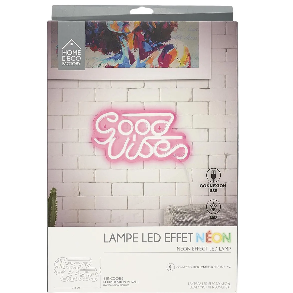 LAMPE LED EFFET NEON GOOD VIBES USB