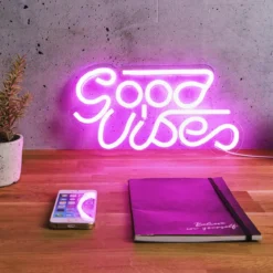 LAMPE LED EFFET NEON GOOD VIBES USB