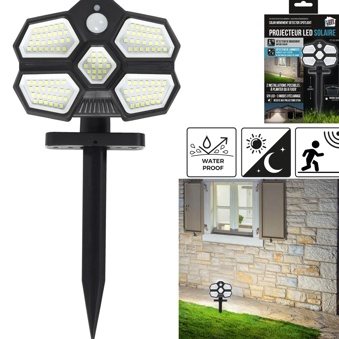 LAMPE LED SOLAIRE DETECTEUR MOUVEMENT