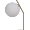 LAMPE METAL DORE GLOBE VERRE BLANC