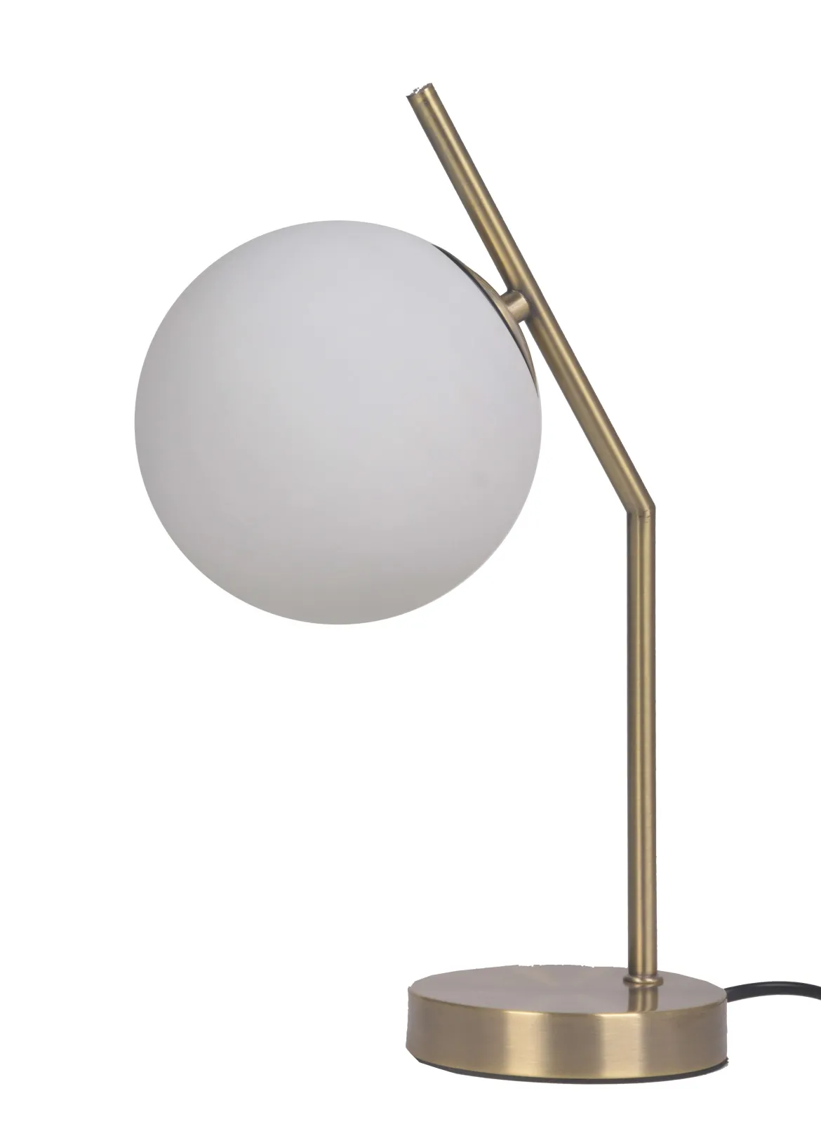 LAMPE METAL DORE GLOBE VERRE BLANC