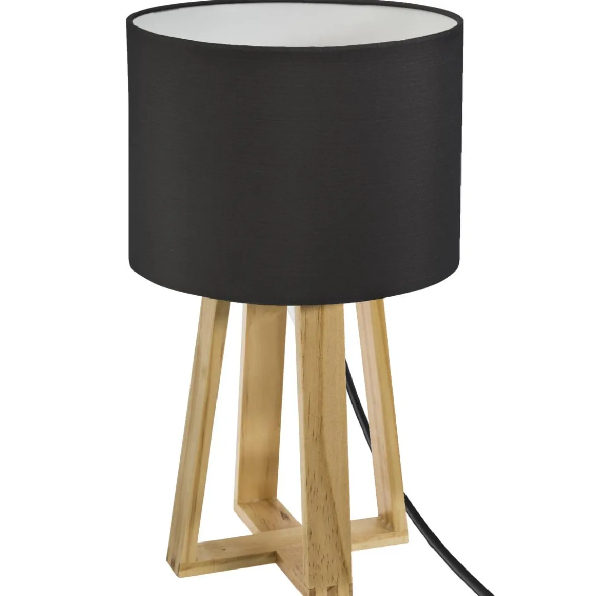 LAMPE PIED BOIS NOIR MOLU H.35CM