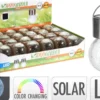 LAMPE SOLAIRE BOULE VERRE INOX LED CHANGE DE COULEUR D.6CM