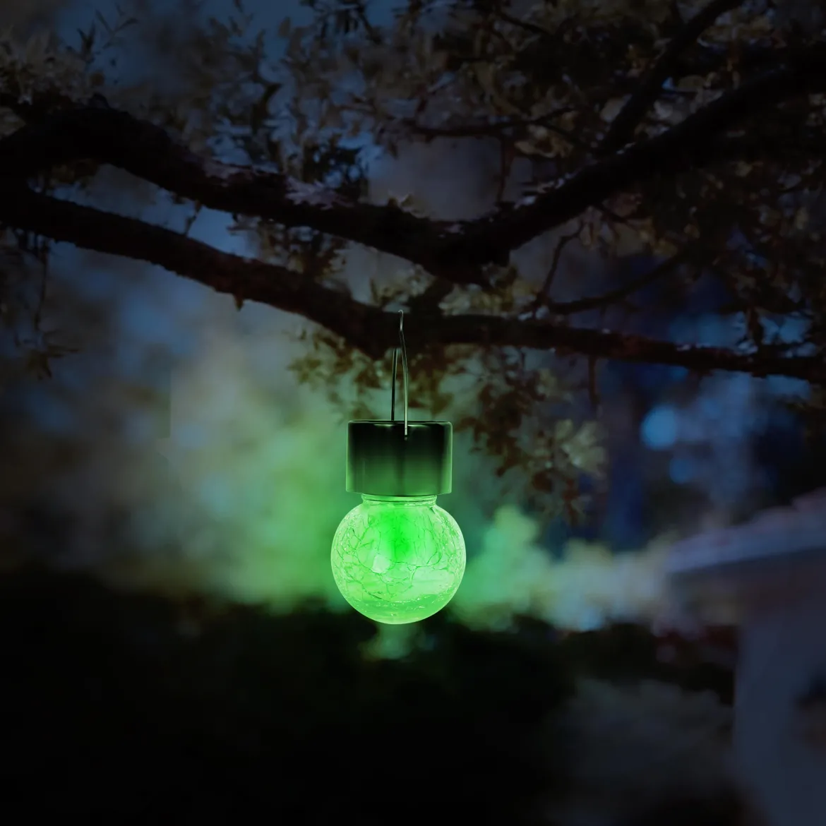 LAMPE SOLAIRE BOULE VERRE INOX 1 LED MULTICOLOR D.6CM