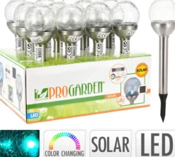 LAMPE SOLAIRE BOULE VERRE 2 LED D.8CM