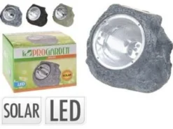 LAMPE SOLAIRE IMITATION PIERRE 14.5X11.5X11CM 4 LED BLANC