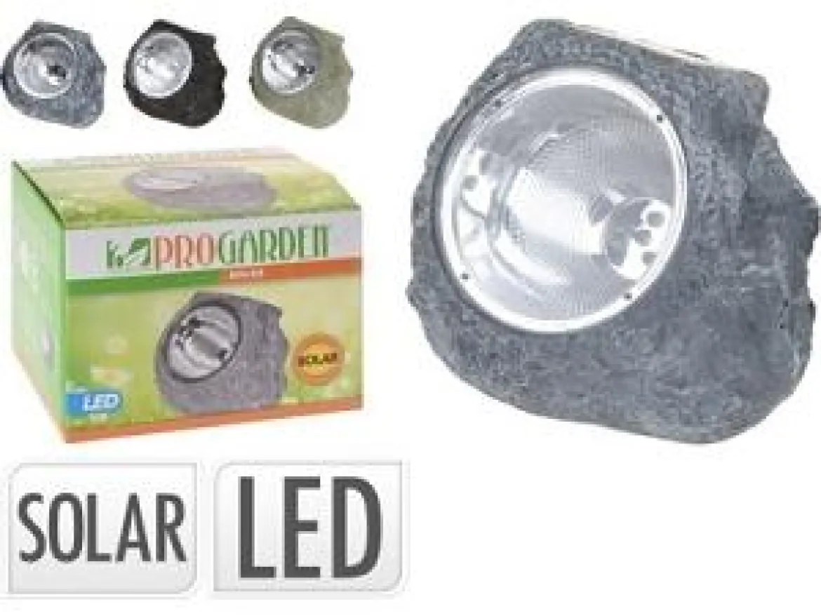 LAMPE SOLAIRE IMITATION PIERRE 14.5X11.5X11CM 4 LED BLANC