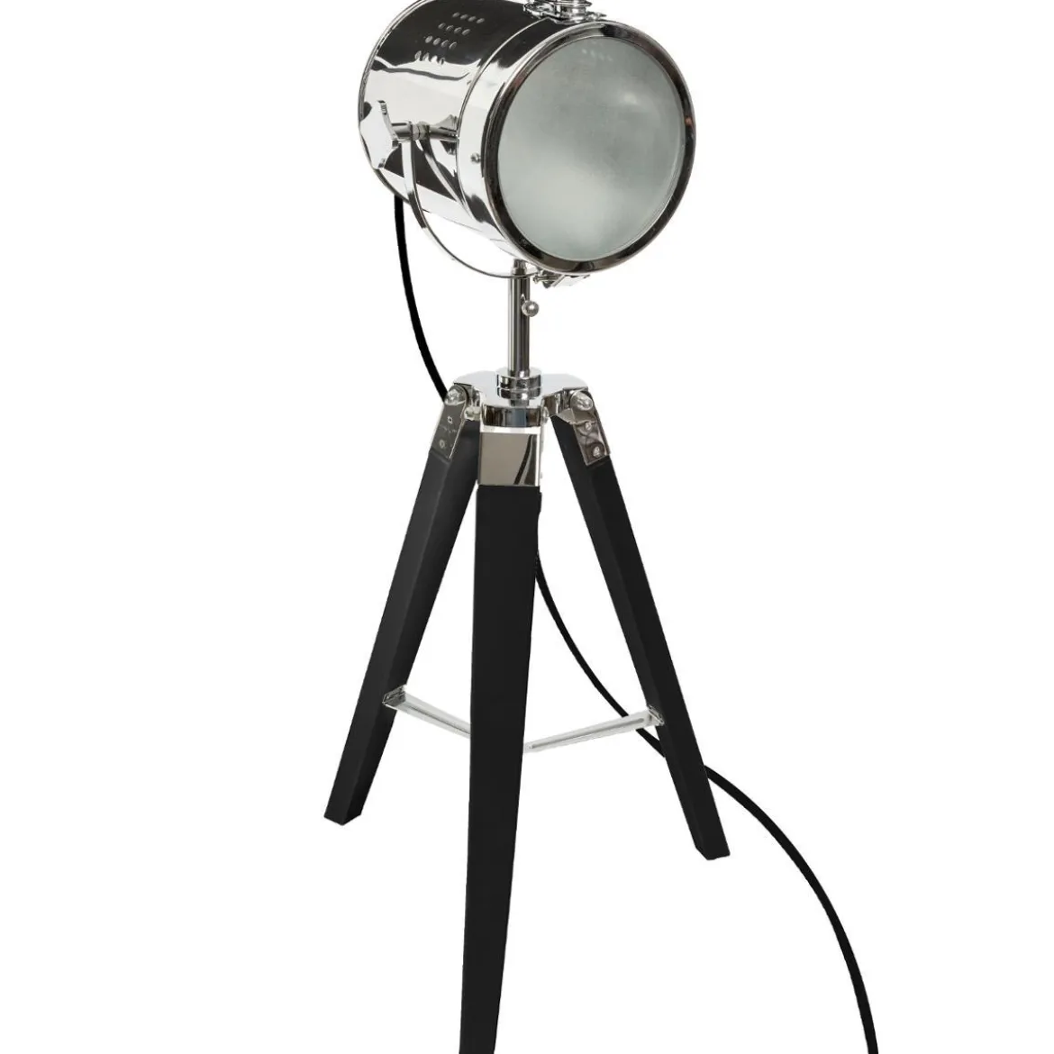 LAMPE TREPIED PIN ET ACIER EBOR NOIR H.68CM