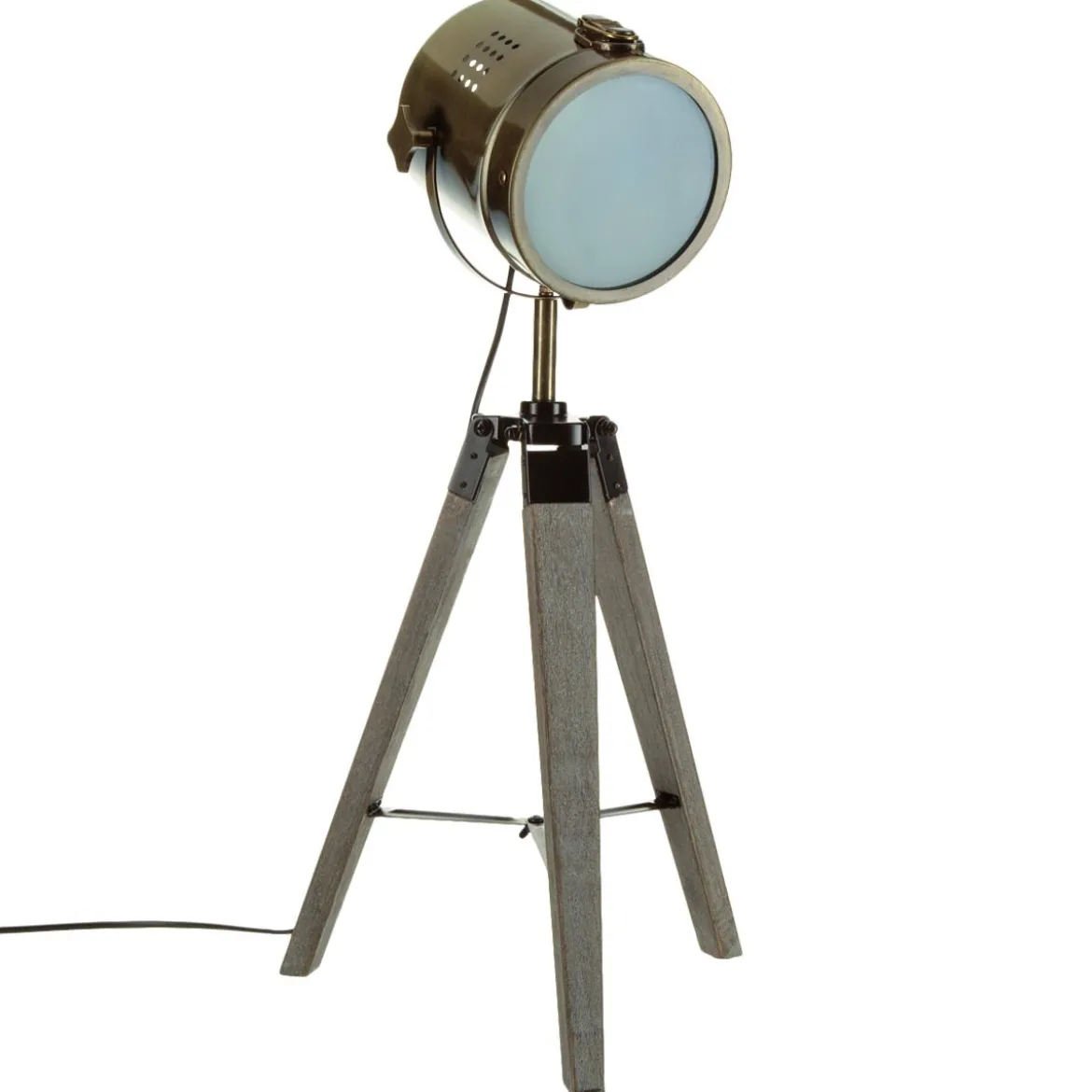 LAMPE TREPIED PIN ET ACIER EBOR BRONZE H.68CM