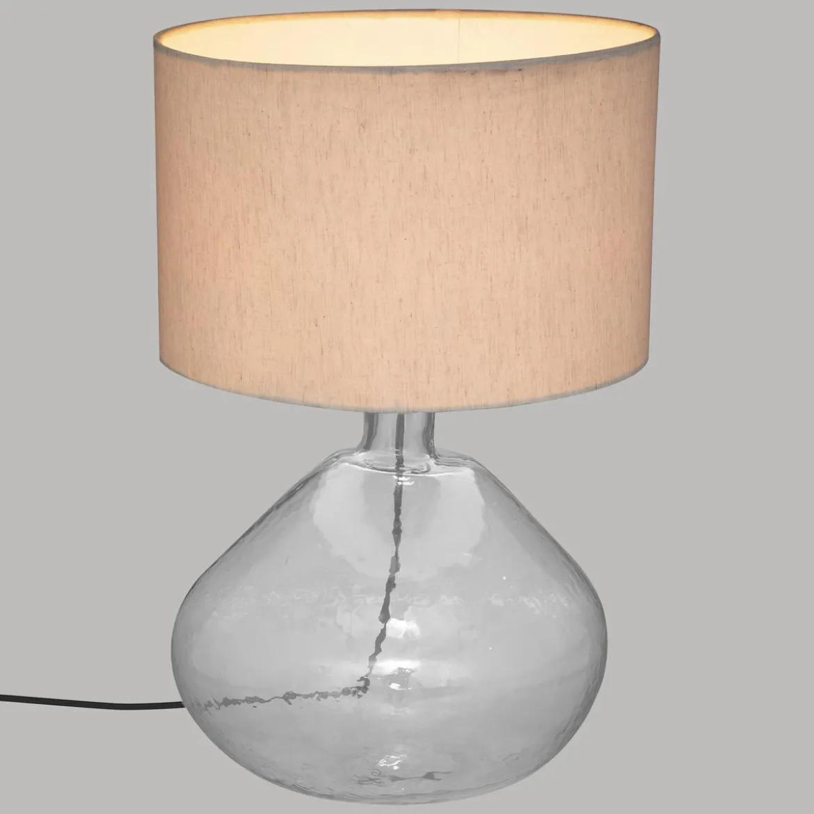 LAMPE VERRE TRANSPARENT MELLY IVOIRE H.60CM