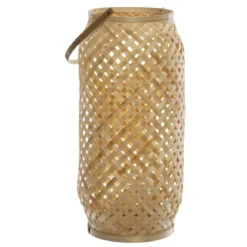 LANTERNE BAMBOU CROSS BEIGE D.16X43CM