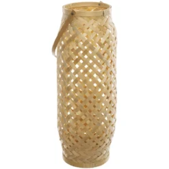 LANTERNE BAMBOU CROSS BEIGE D.16X43CM