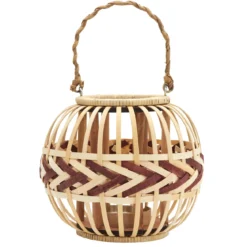 LANTERNE FIBRE NATURELLE BEIGE TERRACOTTA 25X20CM