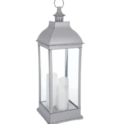 LANTERNE LED ANTIQUE GRIS H.71CM
