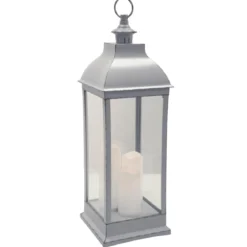 LANTERNE LED ANTIQUE GRIS H.71CM