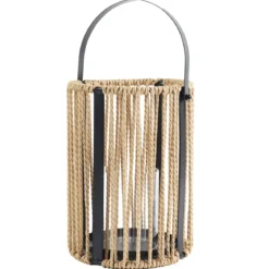 LANTERNE MATIERE NATURELLE ET METAL H.32CM