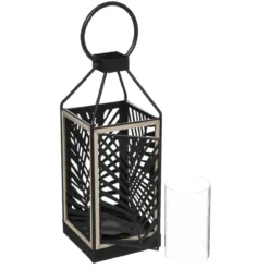 LANTERNE METAL FEUILLE DRISS H.38.5CM
