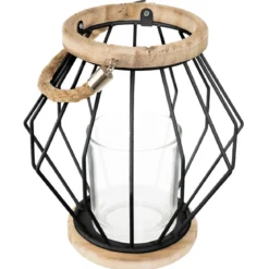 LANTERNE METAL FILAIRE NOIR H.19.5CM