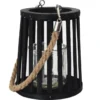 LANTERNE NOIRE AJOUREE ANSE CORDE 14X16CM