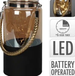 LANTERNE VERRE LED MARRON
