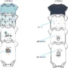 LOT 4 BODIES MANCHES COURTES BLEU 3 A 23 MOIS