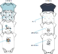 LOT 4 BODIES MANCHES COURTES BLEU 3 A 23 MOIS