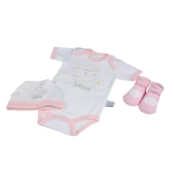 LOT BODY BONNET ET CHAUSSETTES TAILLE NAISSANCE COTON ROSE
