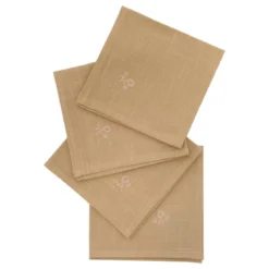 LOT 4 SERVIETTES JOY BRODE BEIGE 40X40CM