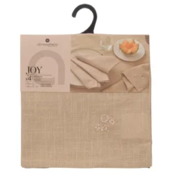 LOT 4 SERVIETTES JOY BRODE BEIGE 40X40CM