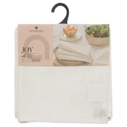 LOT 4 SERVIETTES JOY BRODE BLANC 40X40CM