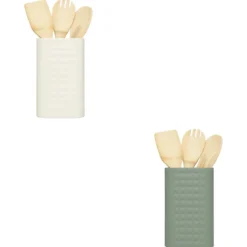LOT 4 USTENSILES BAMBOU AVEC POT